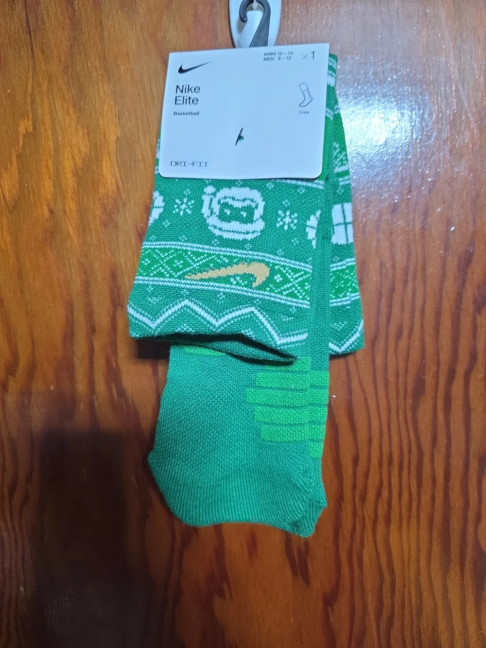 Nike Elite Dri-FIT Green Holiday Crew Socks